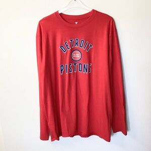 NWOT Fanatics Detroit Pistons Long Sleeve T-Shirt - Red - XL